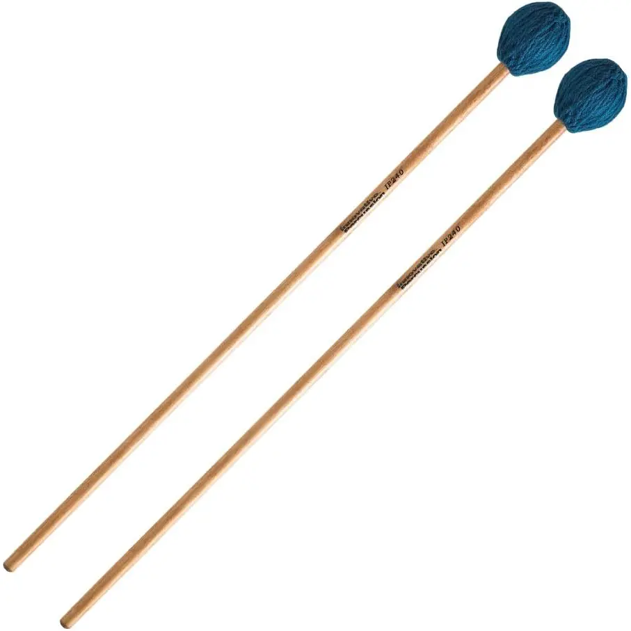 Innovative Percussion Ip240 Mallets - Medium Marimba - Teal Yarn - Birch Wood (1 Pair) 1