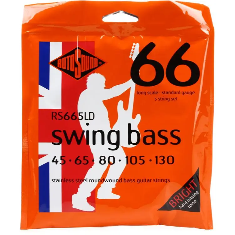 Rotosound Rs665ld Swing Bass 66 - Stainless Steel Roundwound Bass Guitar Strings - .045-.130 (Standard Long Scale, 5-String) 1