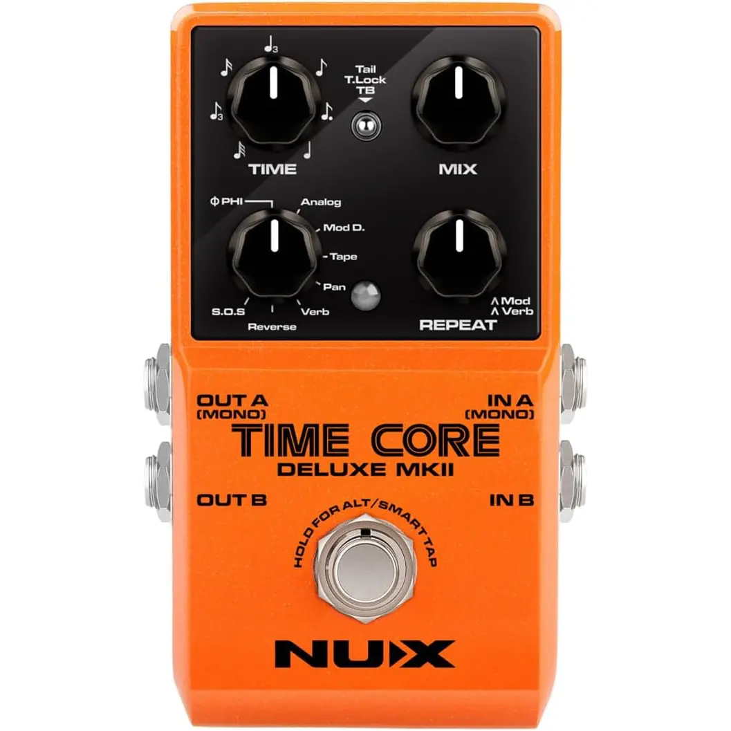 Nux Time Core Deluxe Mkii Delay Effect Pedal - 7 Types Of Delay, 40 Seconds Stereo Phrase Looper & More! 1