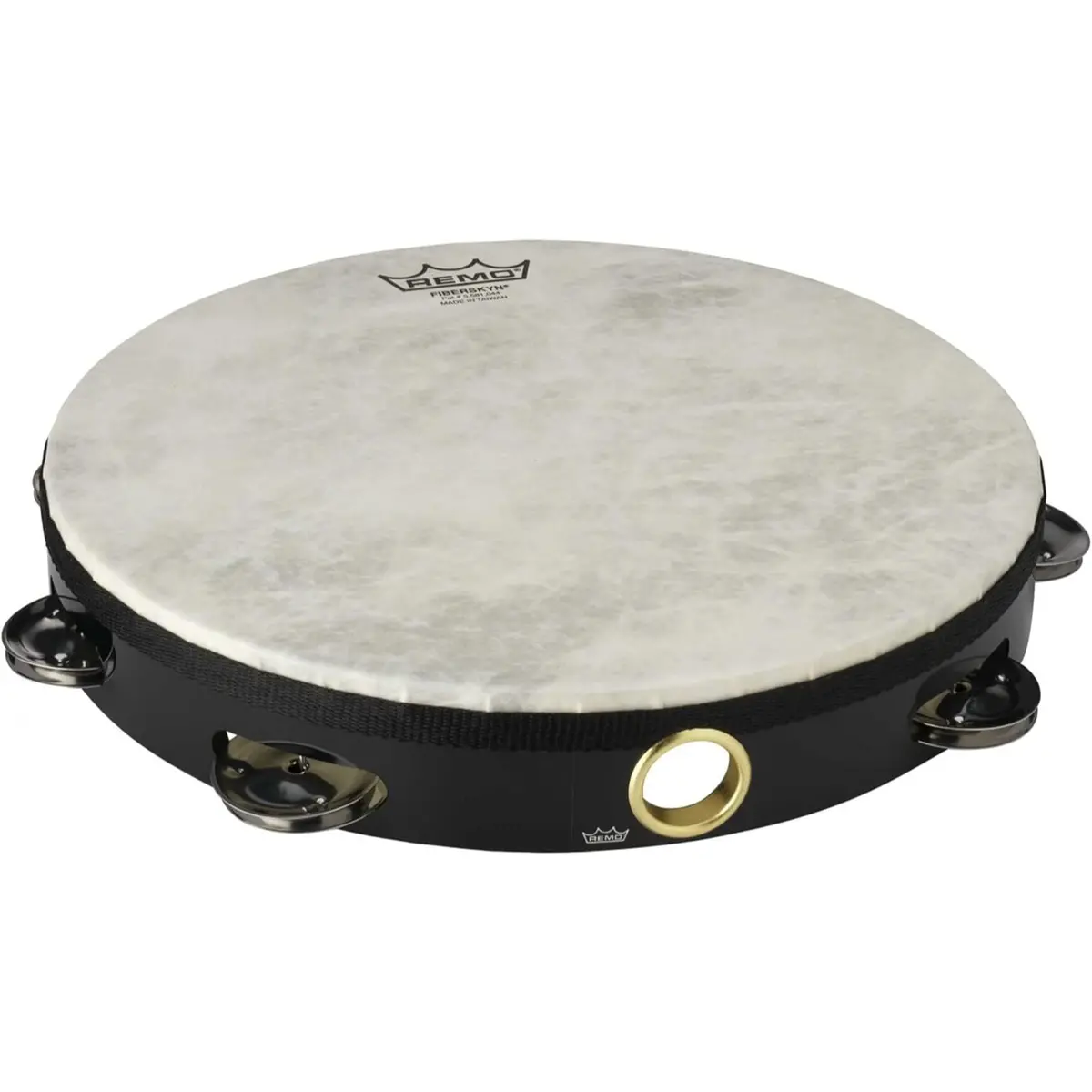 Remo Fiberskyn 10" Tambourine - Quadura Black Finish - 8 Pairs Of Jingles, 1 Row (Ta-5110-70) 1