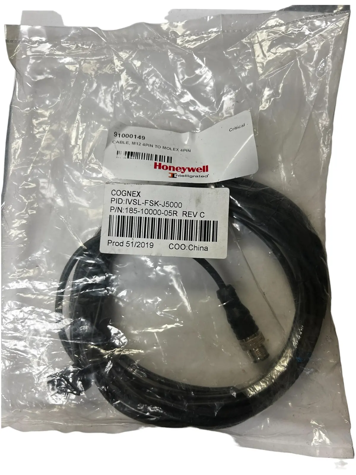 Cognex Corporation, Ivsl-Fsk-J5000, M12 4Pin To Molex 4Pin, Cable - New In Original Pakaging 1