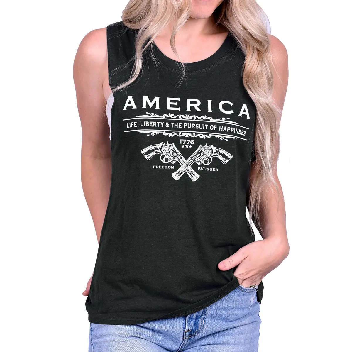 Women's Unalienable Rights Muscle Tank - Black 1