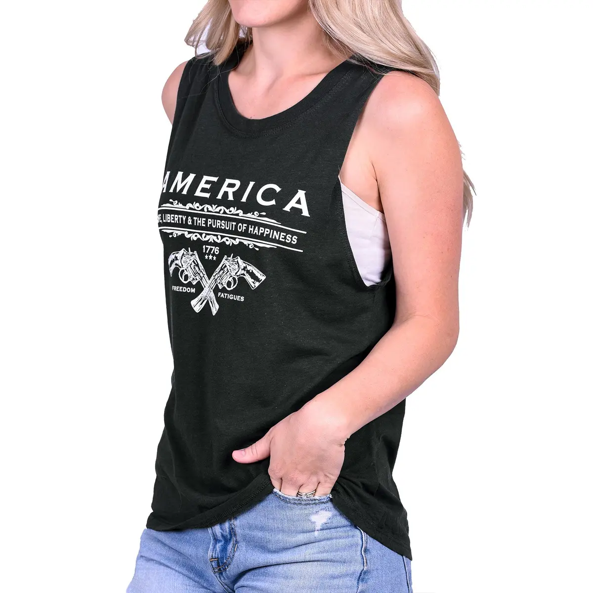 Women's Unalienable Rights Muscle Tank - Black 3