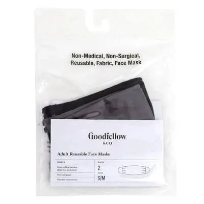 Goodfellow & Co Adult Reusable Fabric Face Masks Black & Grey S/M 1