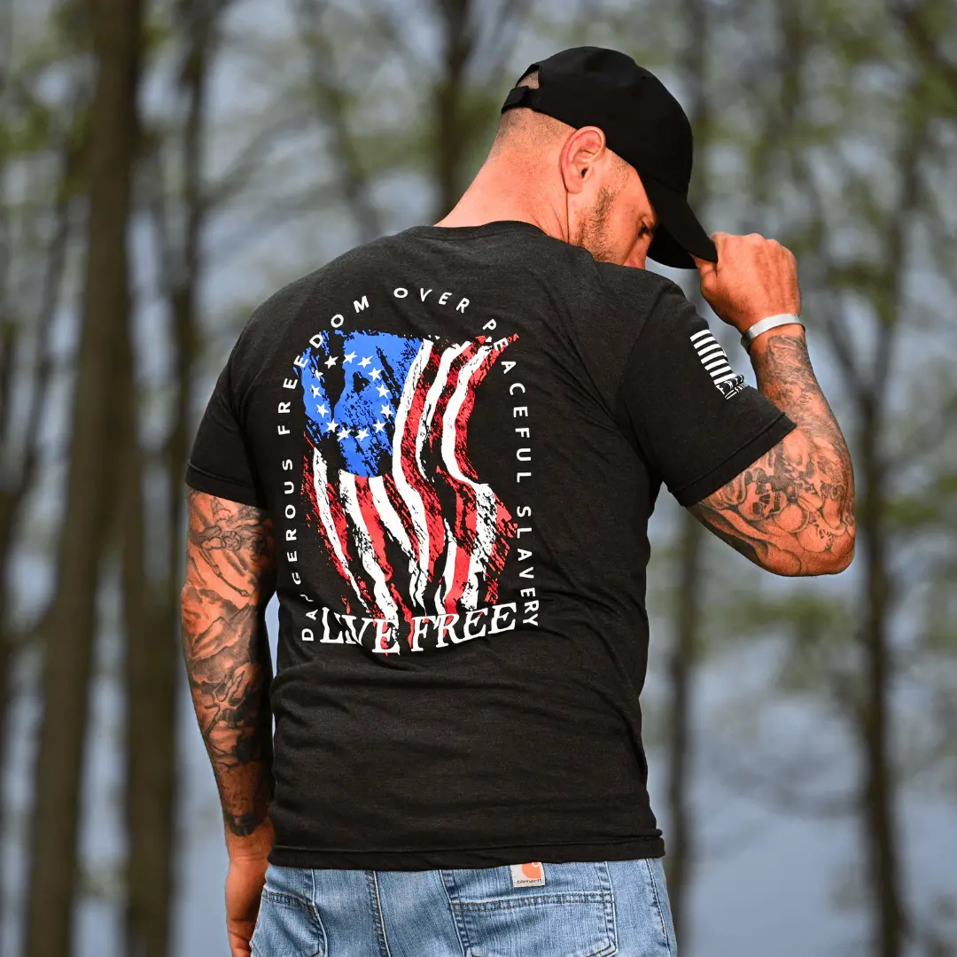 Men's Dangerous Freedom Over Peaceful Slavery Patriotic T-Shirt 1