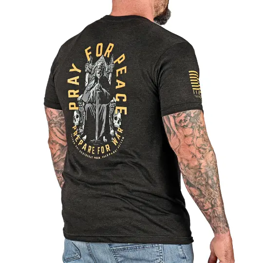 Men's Pray For Peace | Prepare For War Patriotic T-Shirt 1
