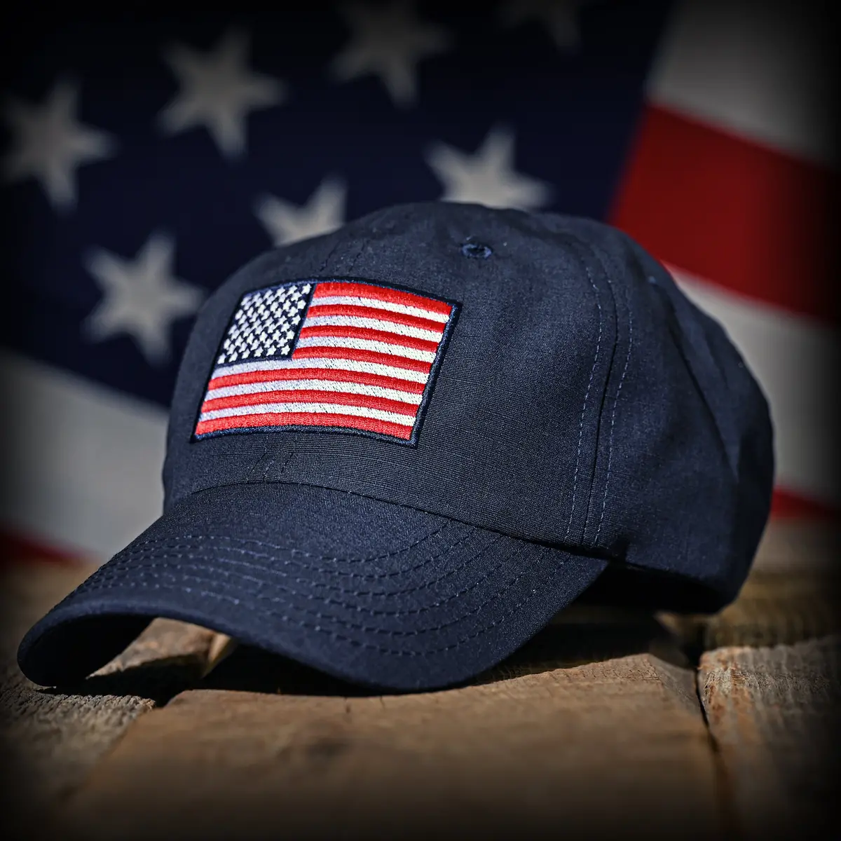 Navy Ripstop Full Fabric American Flag Range Hat 1