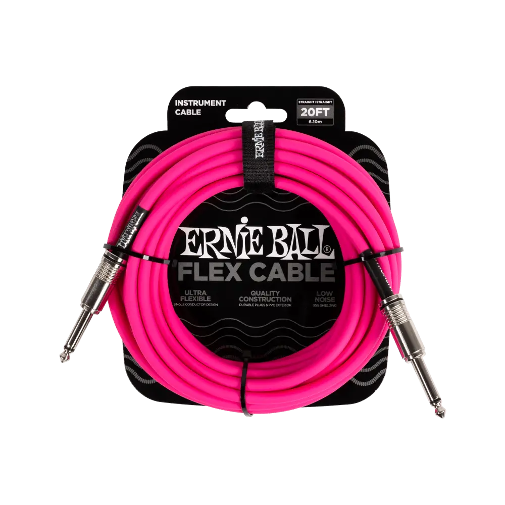Ernie Ball - 20Ft Flex - Instrument Cable Straight/Straight - Pink Finish (Po6418) 1