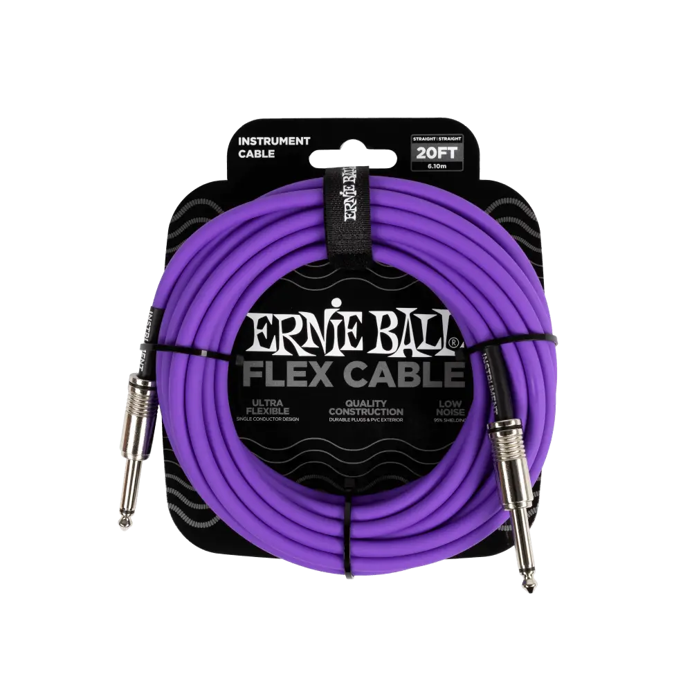Ernie Ball 20Ft - Flex Instrument Cable Straight/Straight (Po6420) - Purple Finish 1
