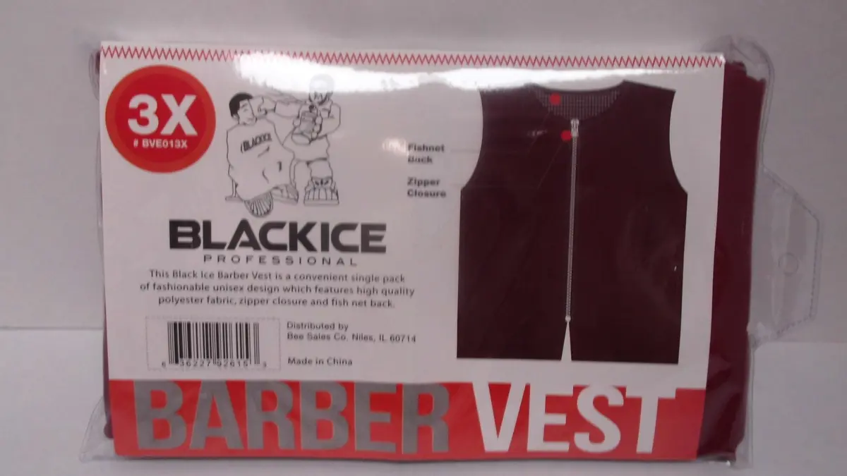 Black Ice Barber Vest Size 3Xlarge Red Professional Polyester Fabric With Zipper Closure 1