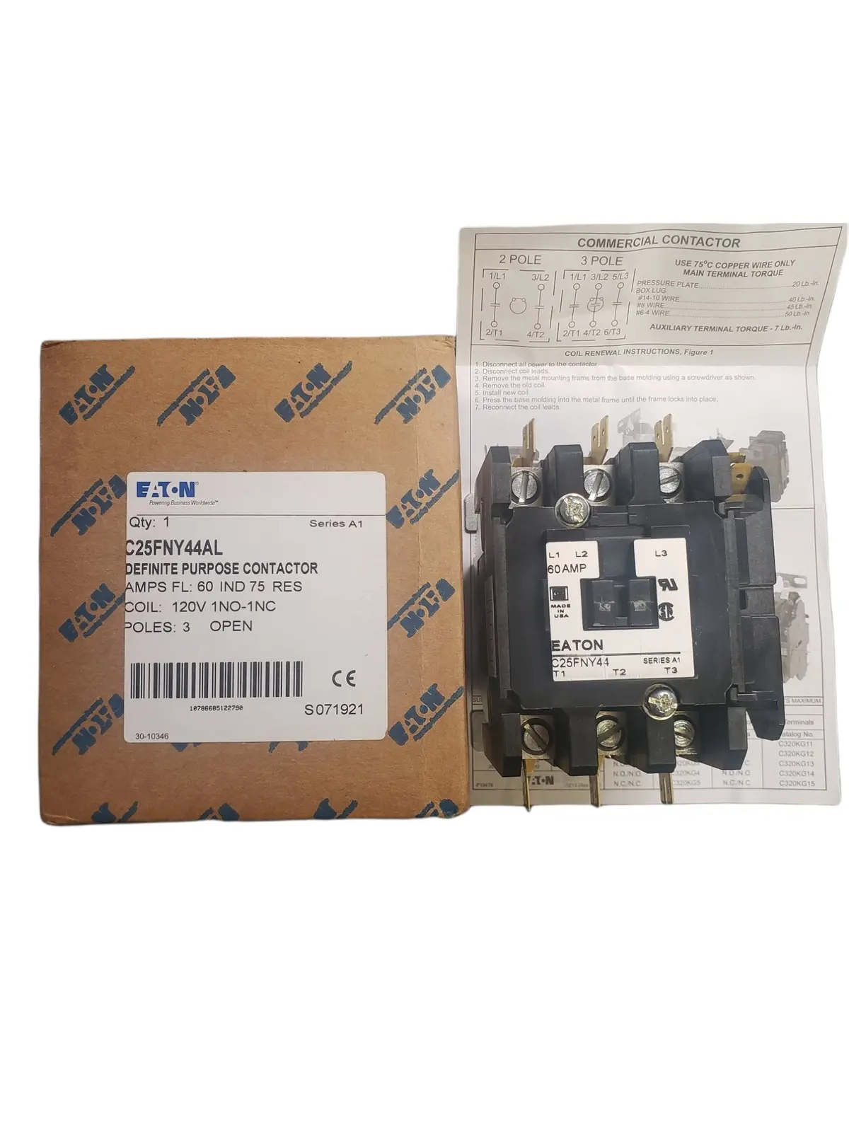 Eaton - Cutler Hammer - Definite Purpose Contactor C25fny44al 1