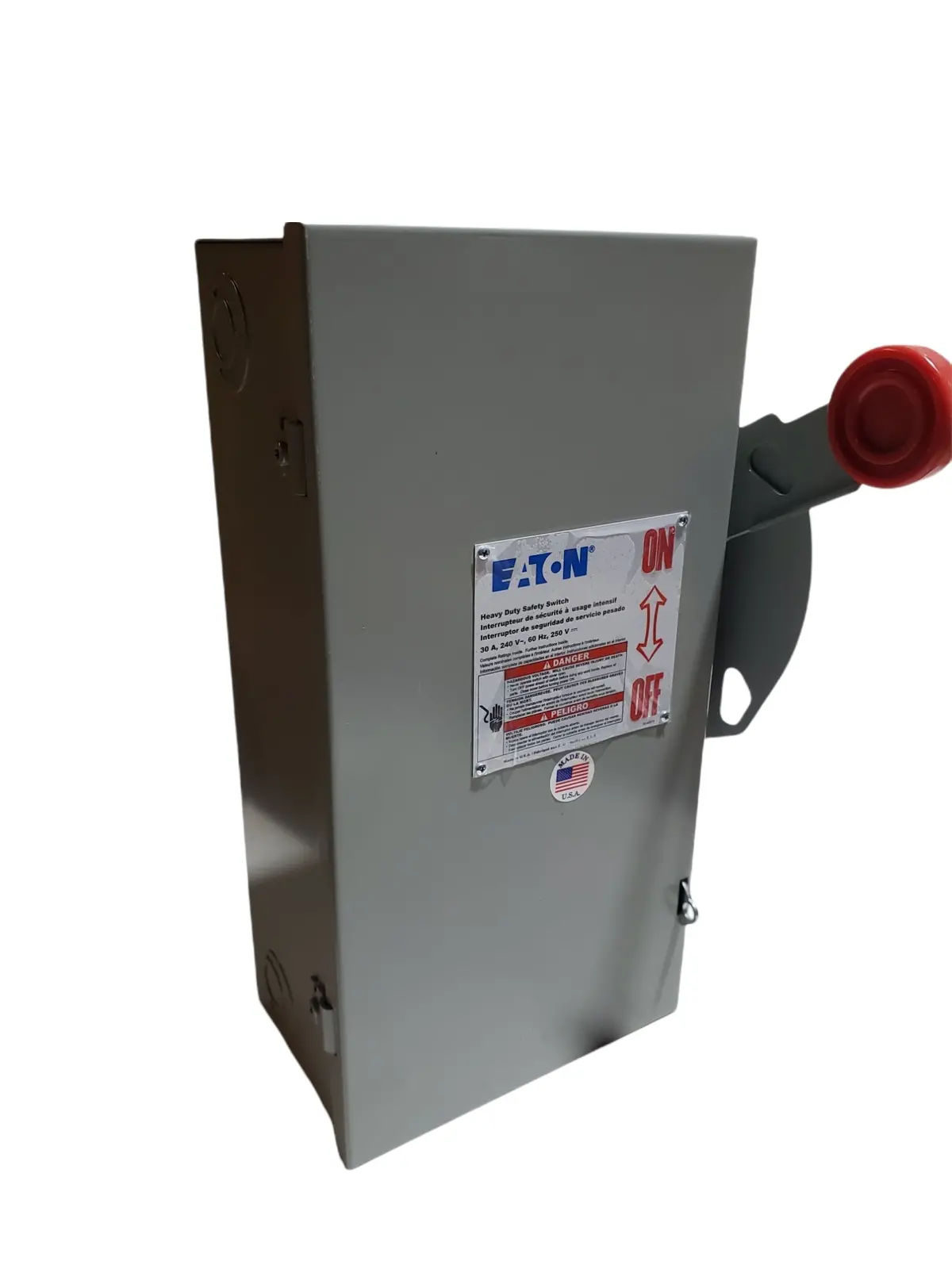Eaton Dh221ngk Safety Switch, 30A, 2P, 240V/250Vdc, Hd Fusible, Nema 1 1