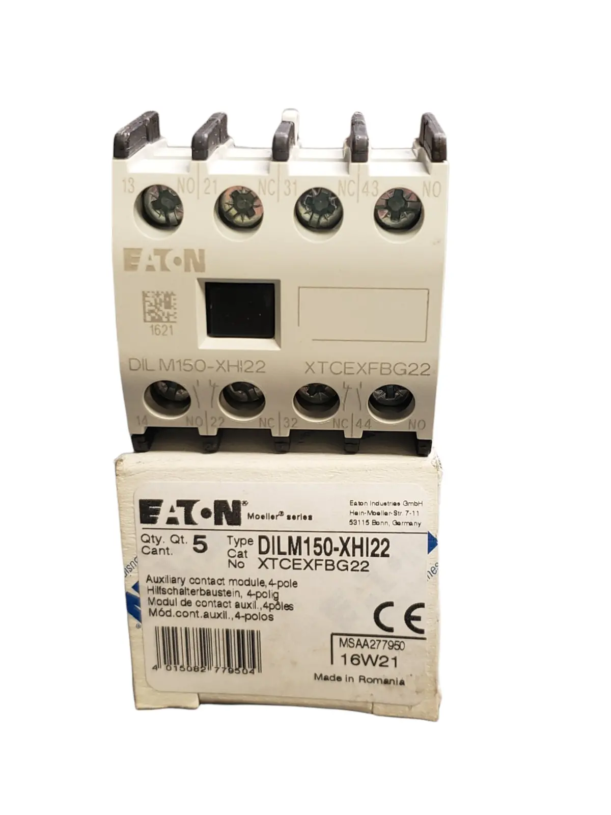 Eaton - Cutler Hammer Dilm150-Xhi22 - Auxiliary Contact - 2No/2Nc (4), Front Mount, 4 A Ac, 10 A Dc 1