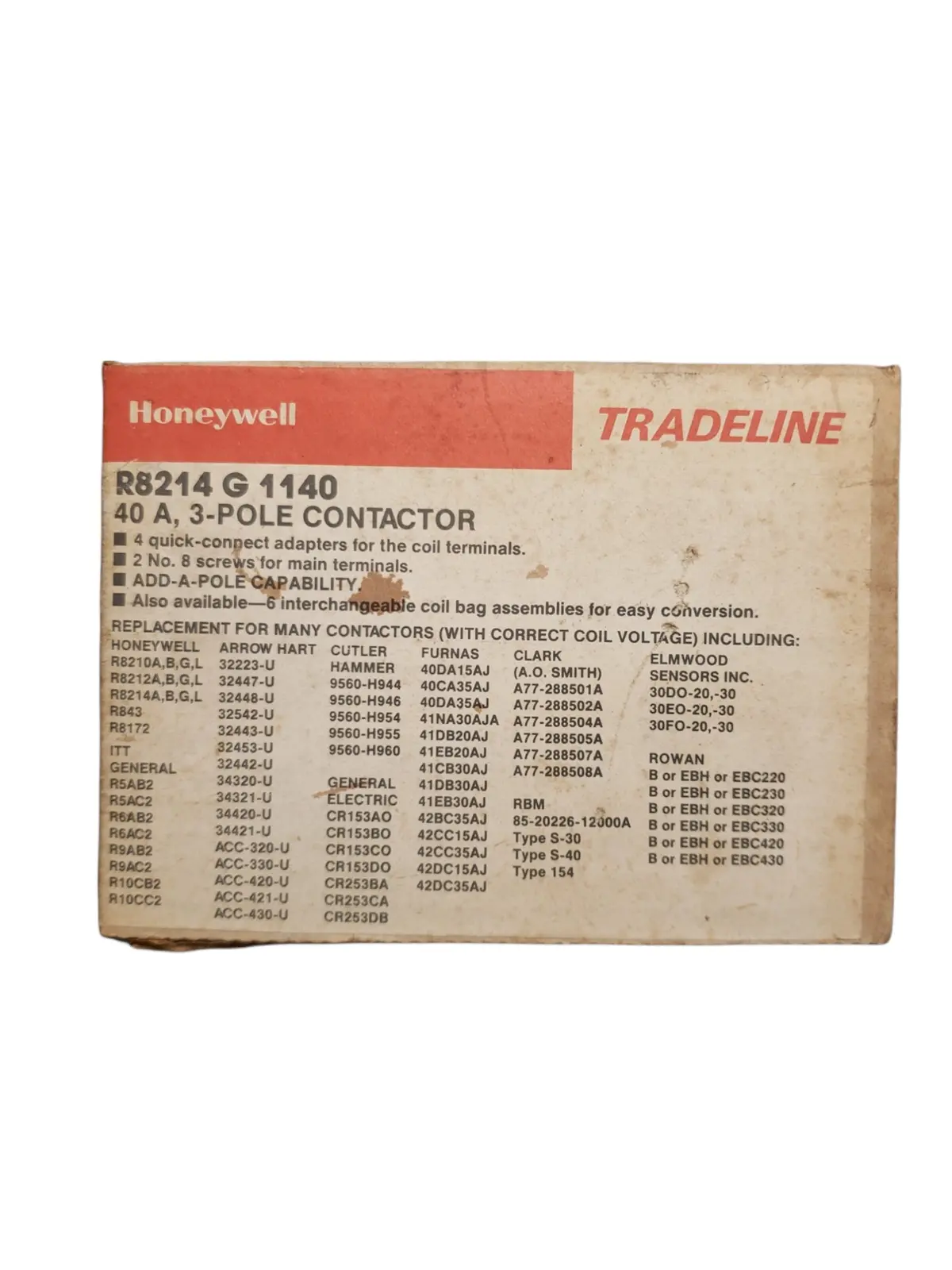 Honeywell R8214 G 1140 3-Pole Contactor *New In Box* 1