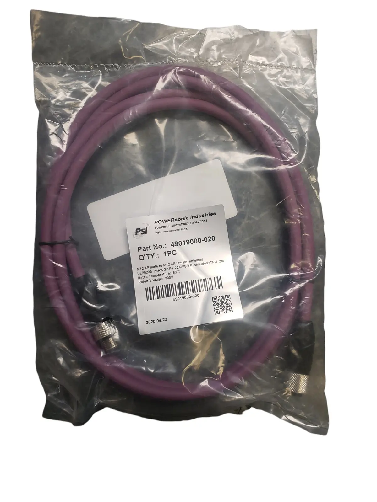 Powersonic Industries M12 4P Male To M12 4P Female Cord 49019000-020 - New In Original Packaging 1