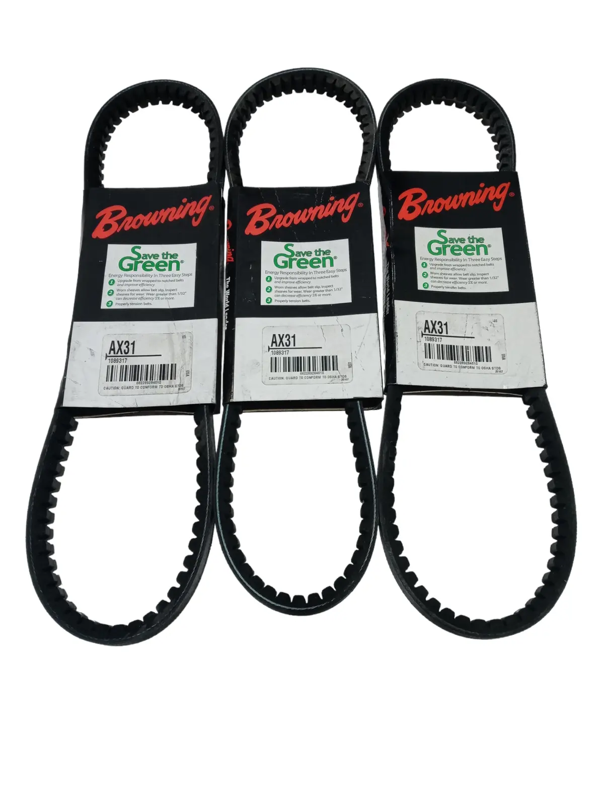 Lot Of 3 Browning Ax31 Gripnotch Belt, Bx Belt Section, 32.3 Pitch Length - New In Original Packaging 1