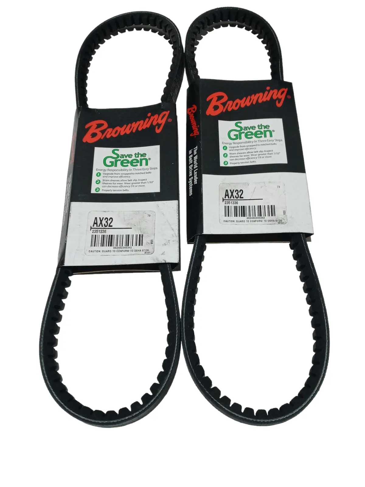Lot Of 2 Browning Ax32 Gripnotch Belt, Bx Belt Section, 33.3 Pitch Length - New In Original Packaging 1
