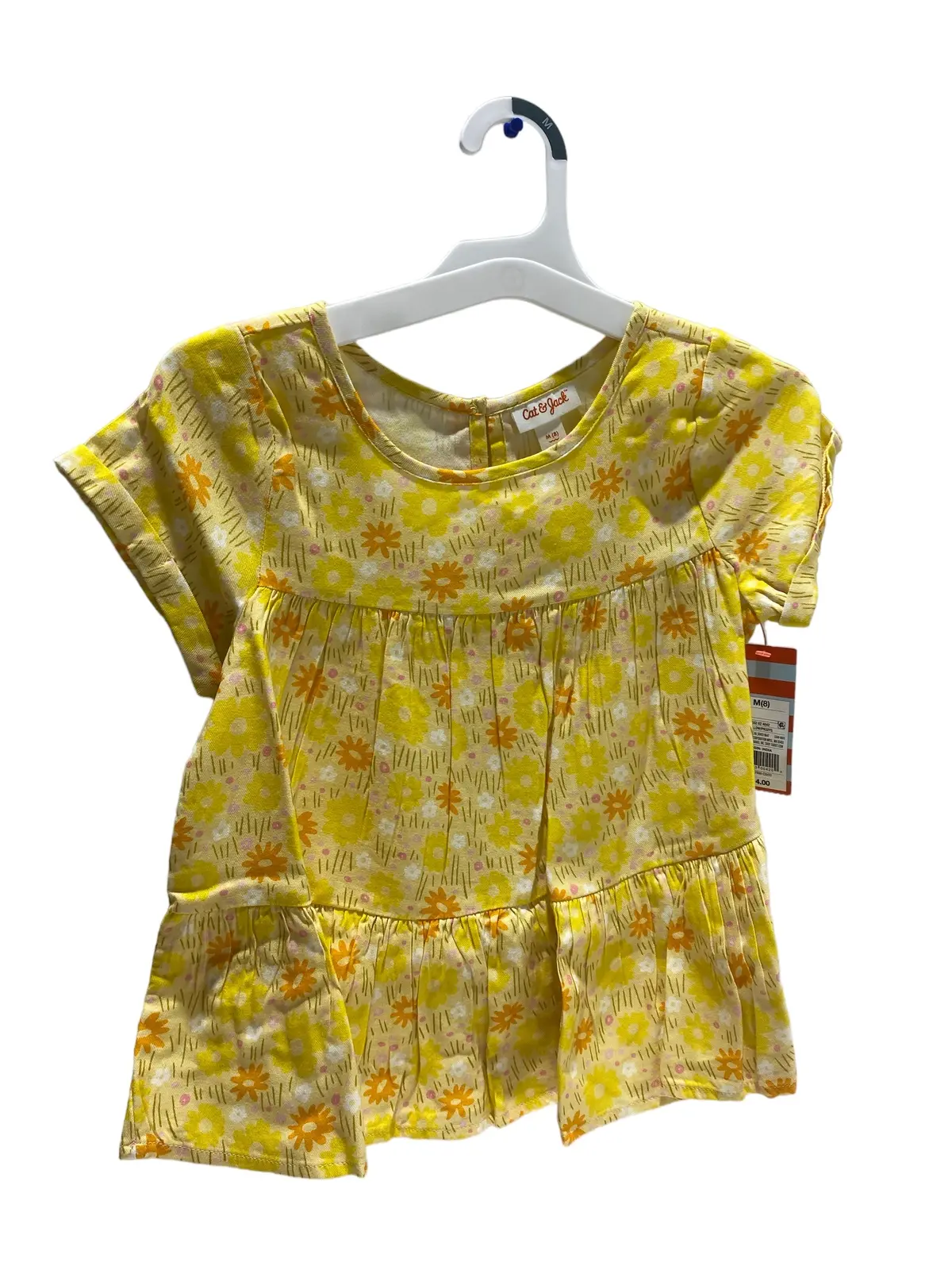 Cat & Jack Yellow/Pr32y5 Short Sleeve Girl's Shirt - Size Xl (14) 1