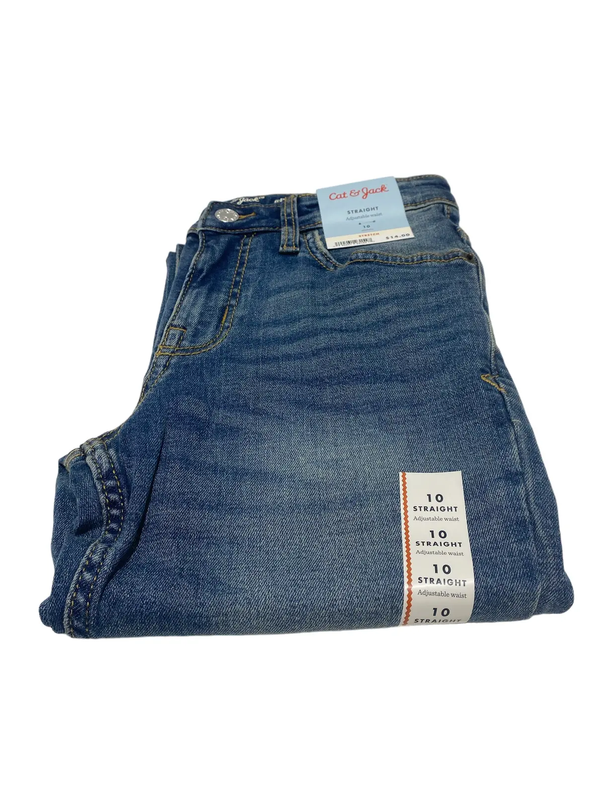 Boys' Straight Fit Stretch Adjustable Waist Medium Wash Jeans - Cat & Jack - Size 10 1