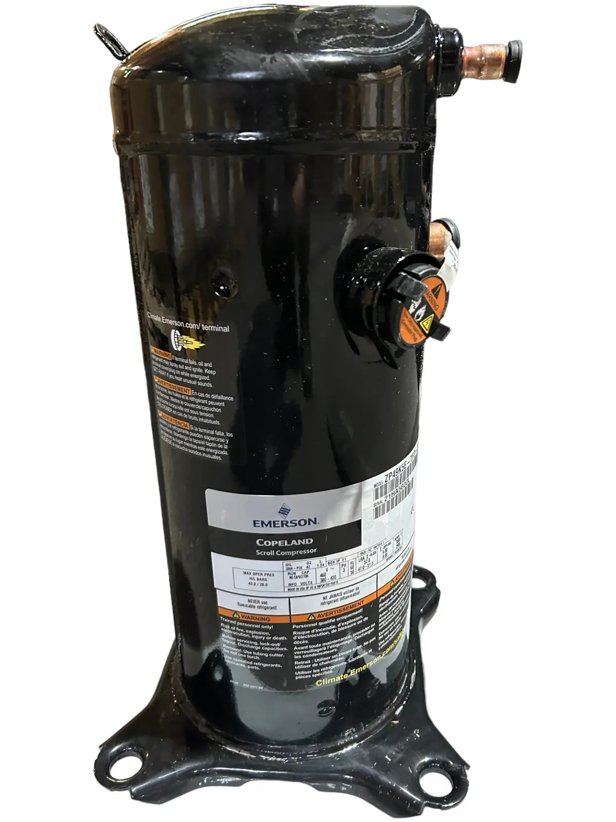Copeland, Scroll, Compressor, Zp49k5e-Tfd-830, 49000 Btu 1