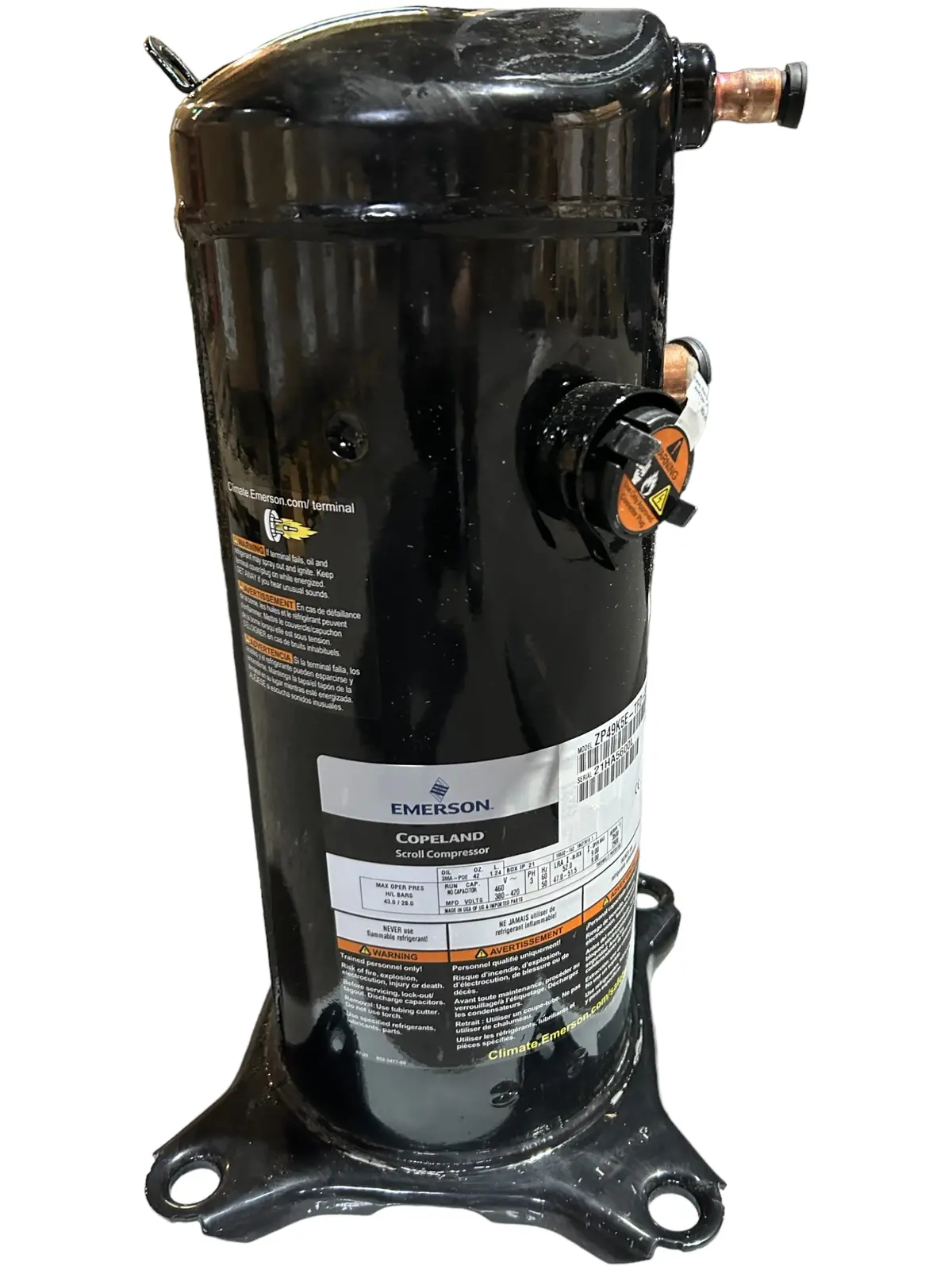 Copeland, Scroll, Compressor, Zp49k5e-Tfd-830, 49000 Btu 1