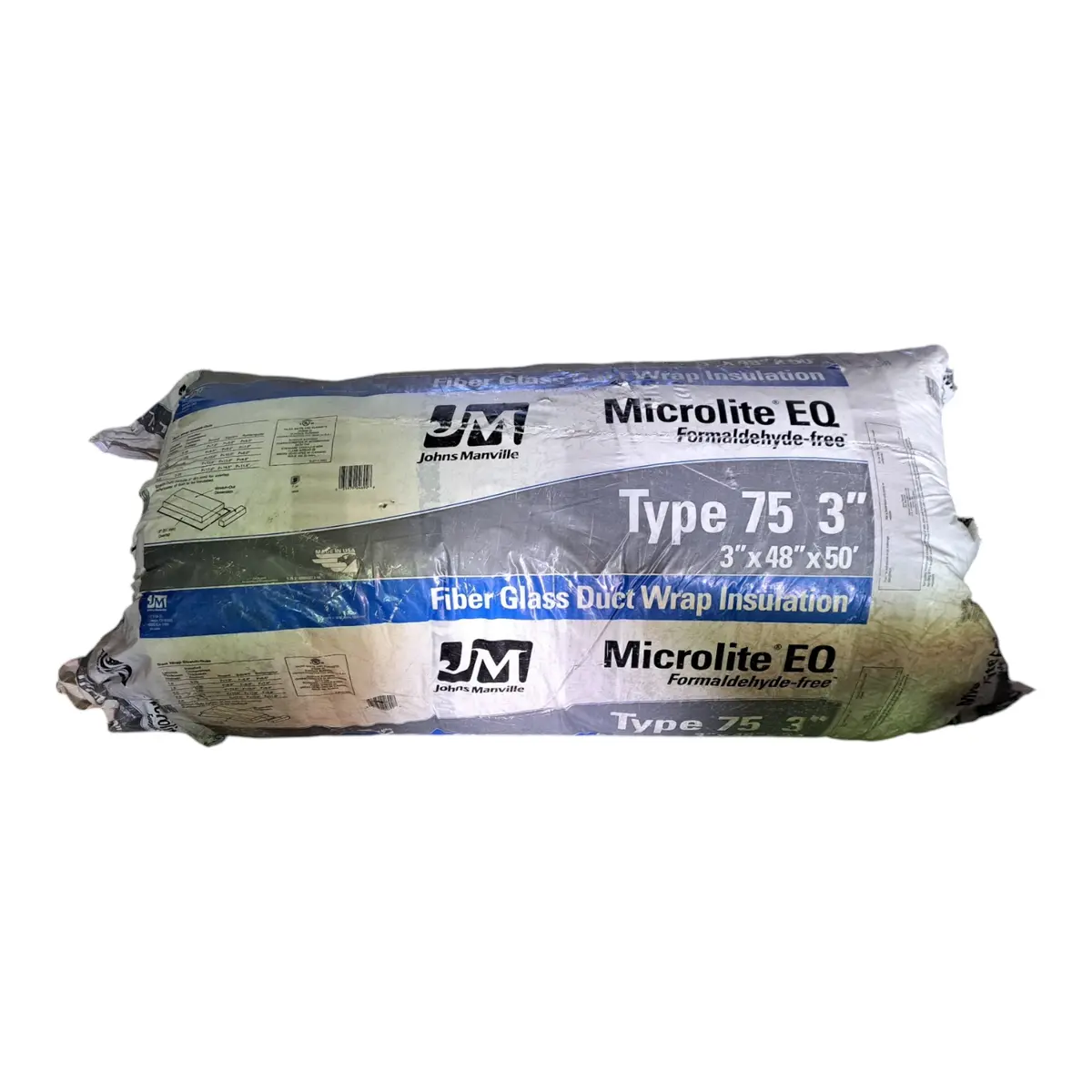 Johns Manville, Microlite Eq, Ductwrap, T75, 3" X 48" X 50, Fsk 200.0 Sf/Roll (In-Store Pickup Only) 1