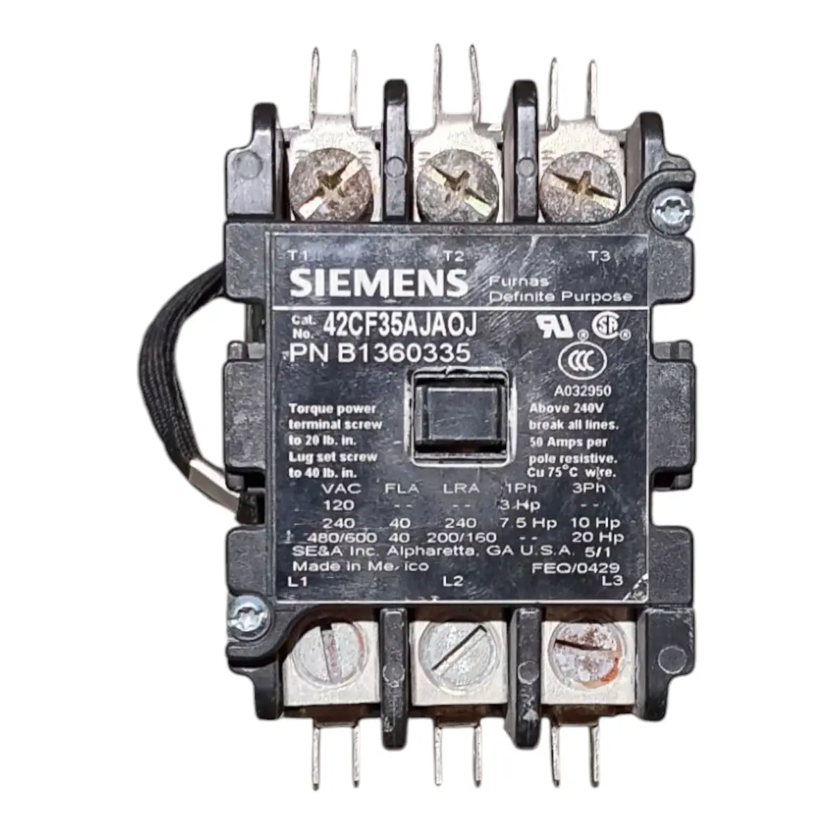 Siemens Furnas, 42Cf35aja0a, Contactor 1