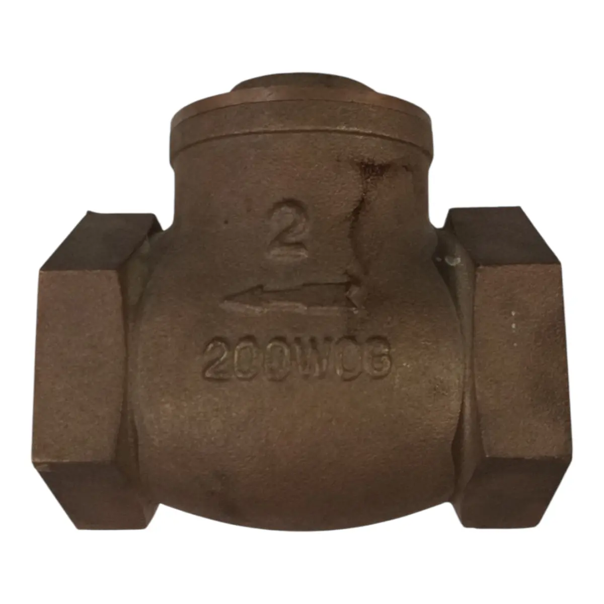 2" Bronze Swing Check Valve, 200 Wog, Threaded Npt, Heavy Duty Backflow Prevention 1