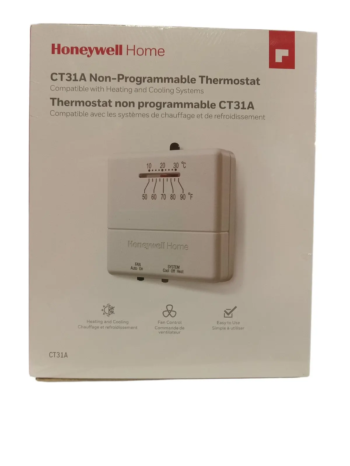 Honeywell Home, Non Programmable, Thermostat, For Heat And Cool Systems, White, Ct31a 1
