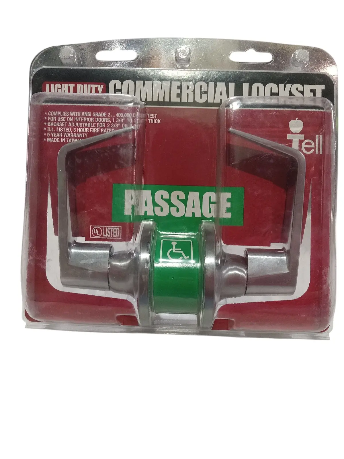 Tell Manufacturing, Cl100197, Satin Chrome, Light-Duty, Commercial, Passage Lever 1