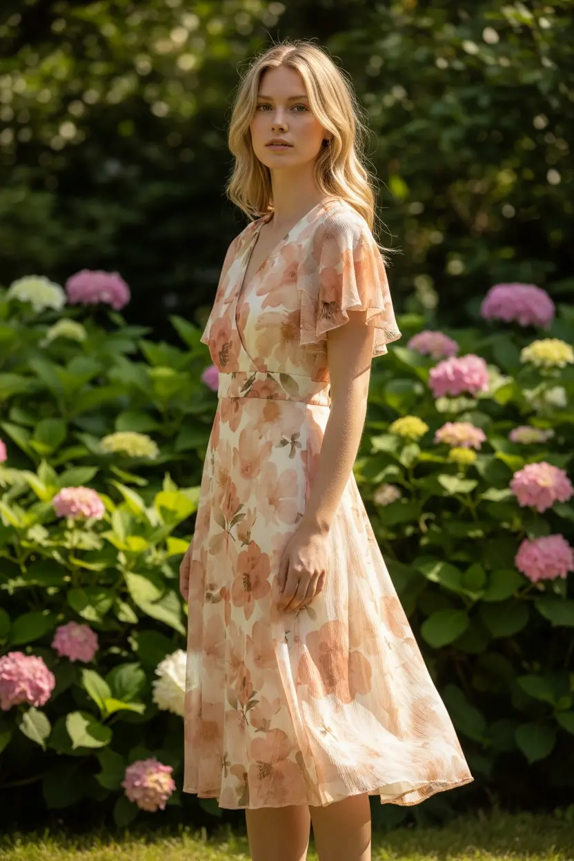 Luna Women’S Peach Flower Dress 2