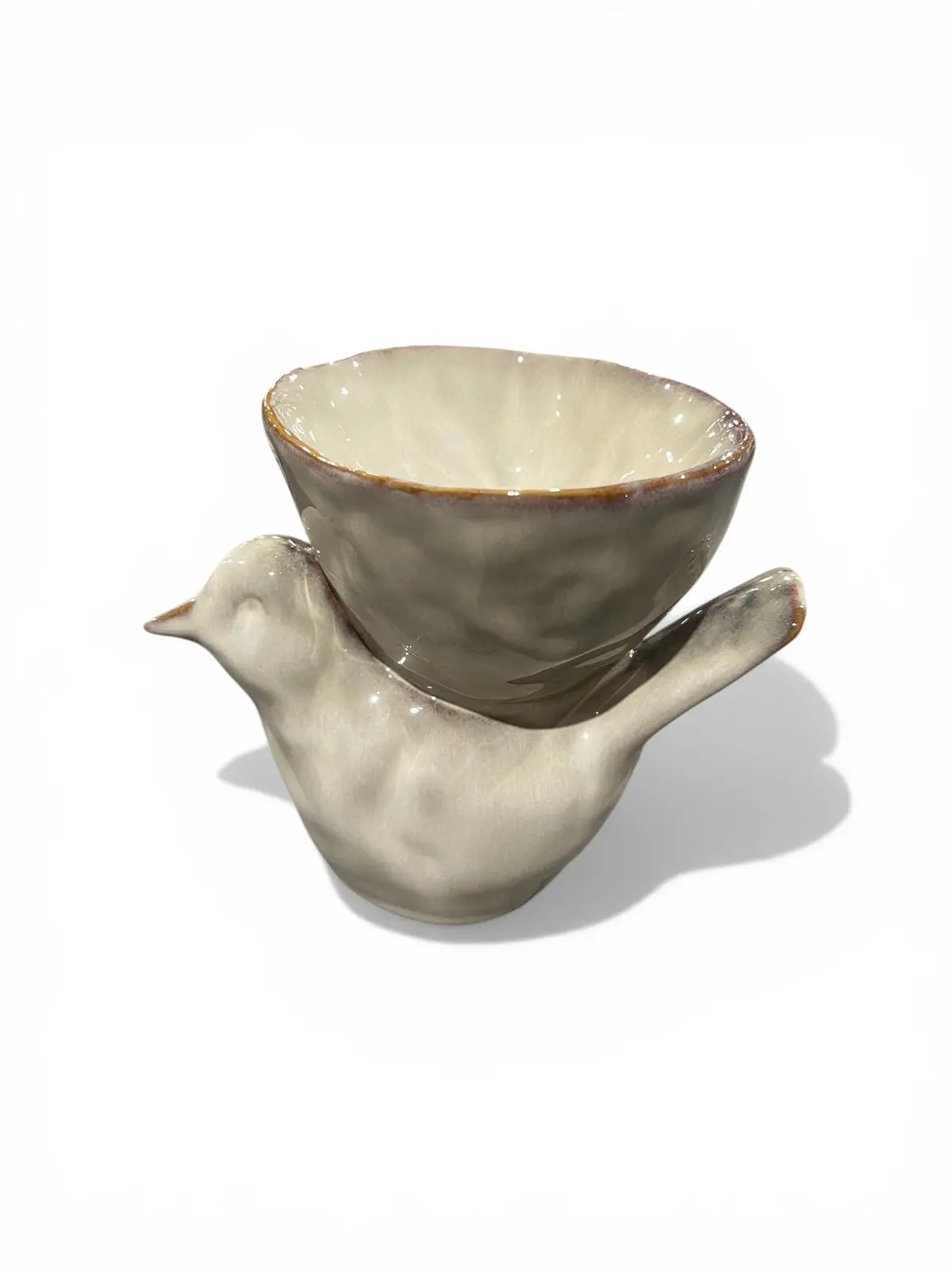 Creative Co Op, Stoneware, Bowl W/ Bird, Cream 1