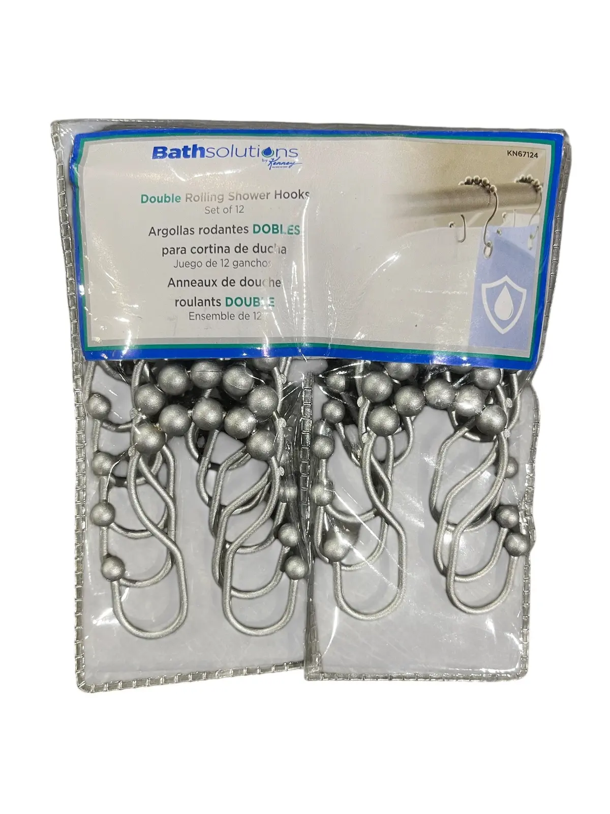Bath Solutions, Rust Proof, Double Rolling, Shower Hooks, Set Of 12, Matte Grey 1