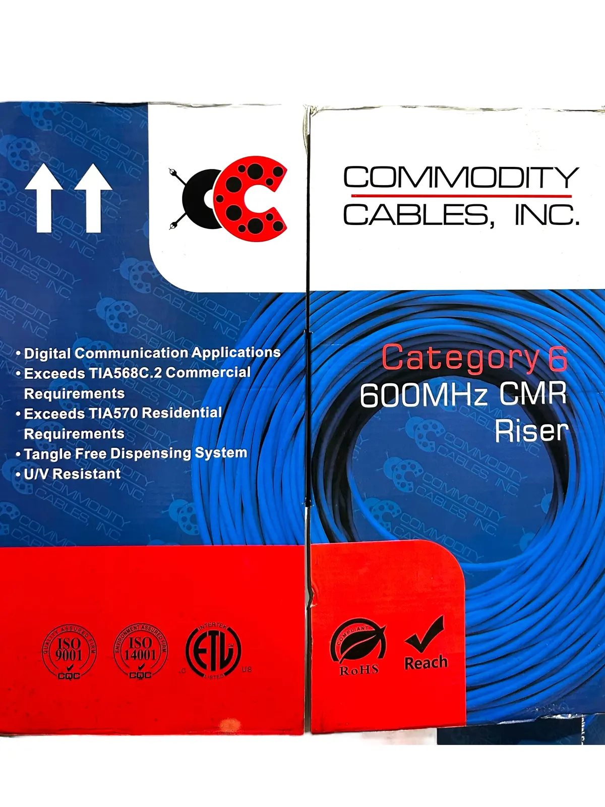 Blue, Cat6 Cable, 23Awg, 4-Pair, 600Mhz, Pvc, 1000', 6Cmr234b0 1