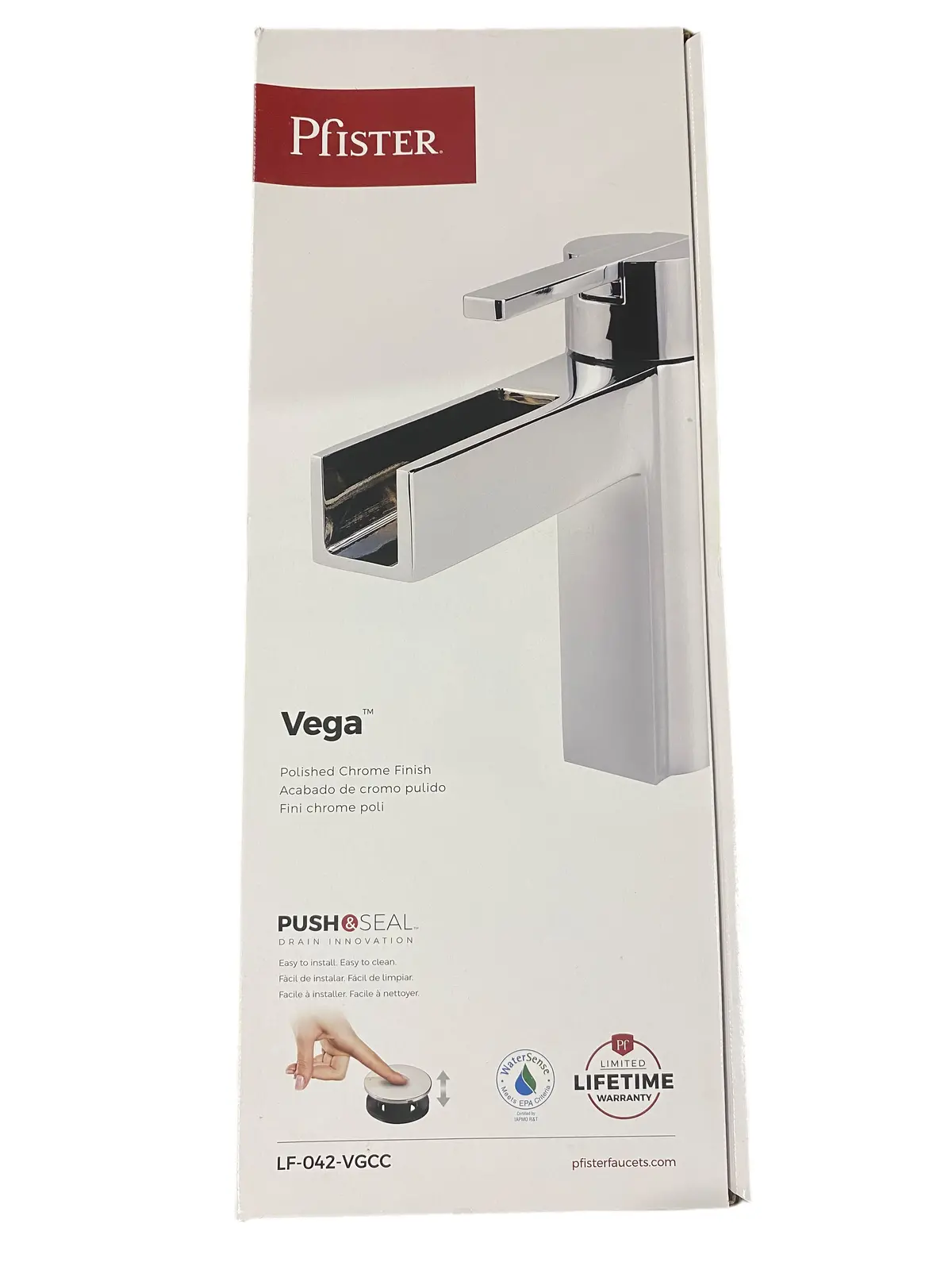 Pfister, Lf-042-Vgcc, Vega, Single, Control, 4 Inch, Centerset, Bathroom, Faucet, Polished Chrome, Water-Efficient Model 1
