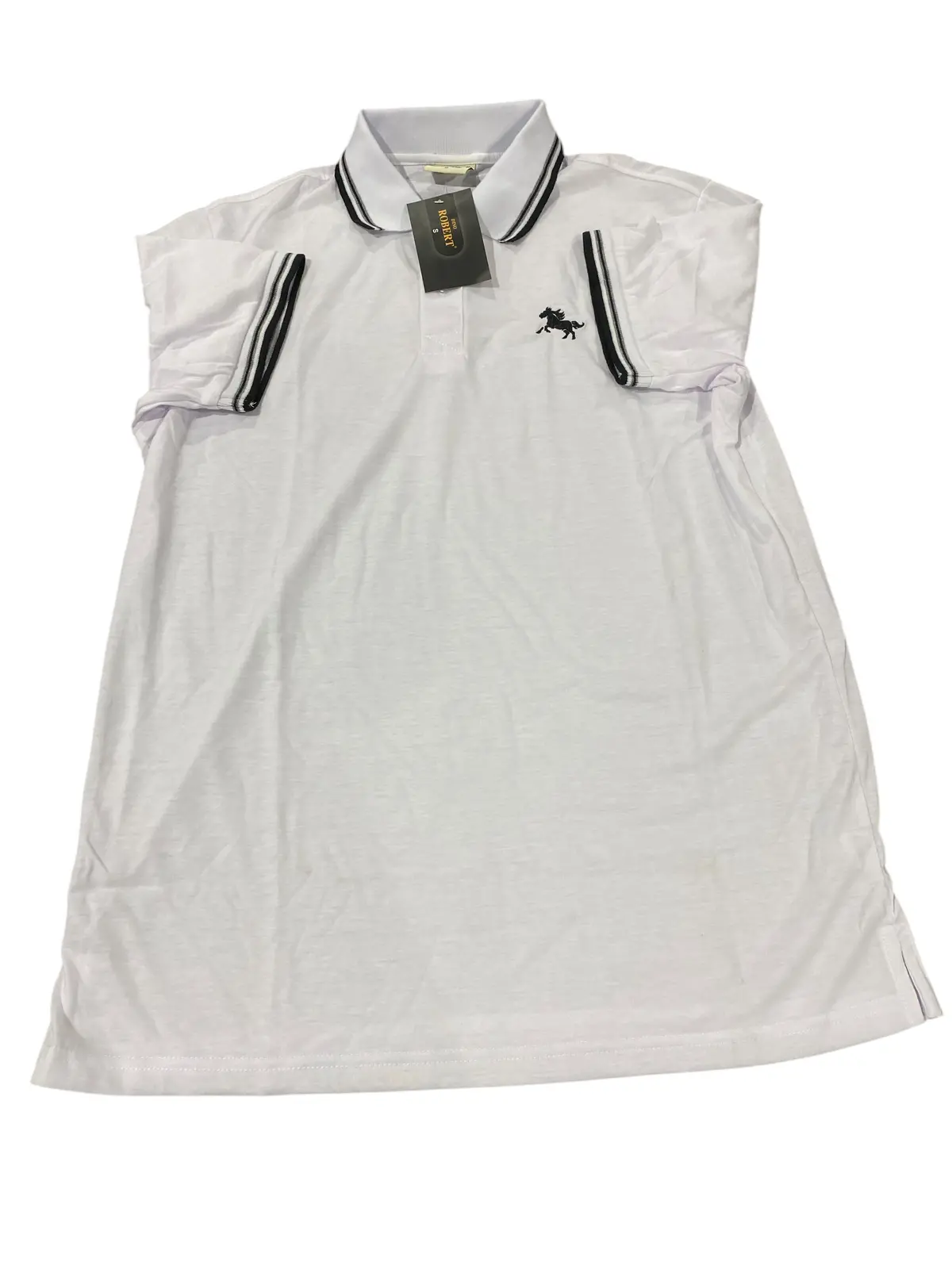 Dino Robert, Men's, Short, Sleeve, Polo, White, Black, Gray 1