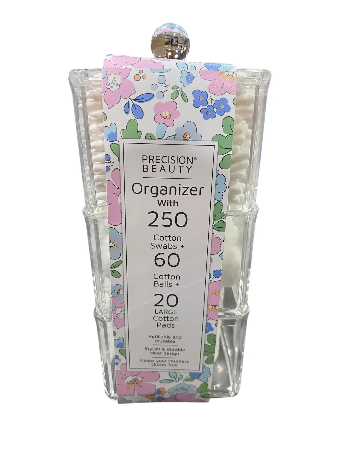 Precision Beauty, Filled, Plastic, Organizer, Cotton Swabs, Cotton Balls, Cotton Pads 1