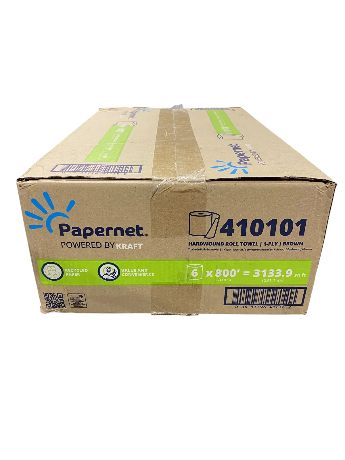 Papernet, 410101, 1-Ply, Natural Hardwound, Roll Towel, 6 Rolls/Case, 800Ft/Roll 1