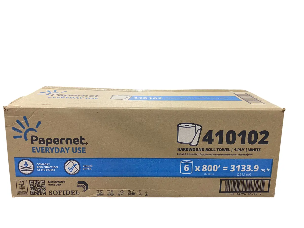 Papernet, 410102, Hardwound, Roll Towel, 800 Ft, White, 6 Rolls/Case 1