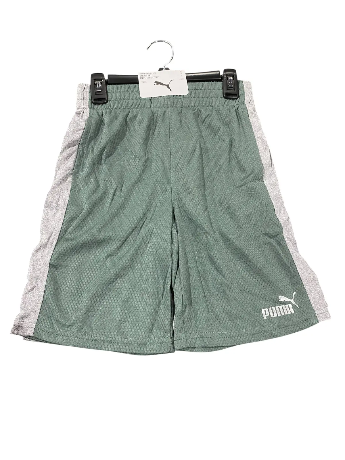 Puma, Kids, 2 Piece Short Set, Green Moon/Grey 1