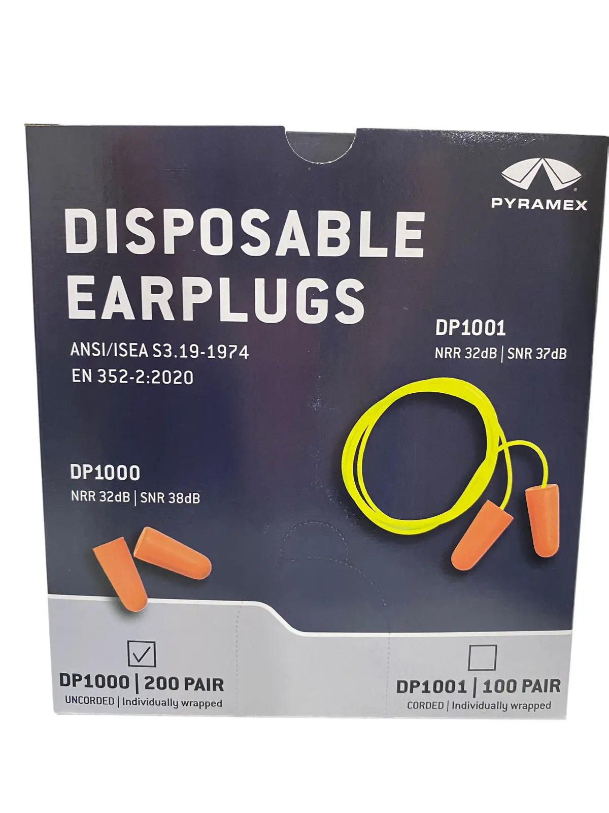 Pyramex, Dp1000, Disposable, Uncorded, Earplugs, Box Of 200 1