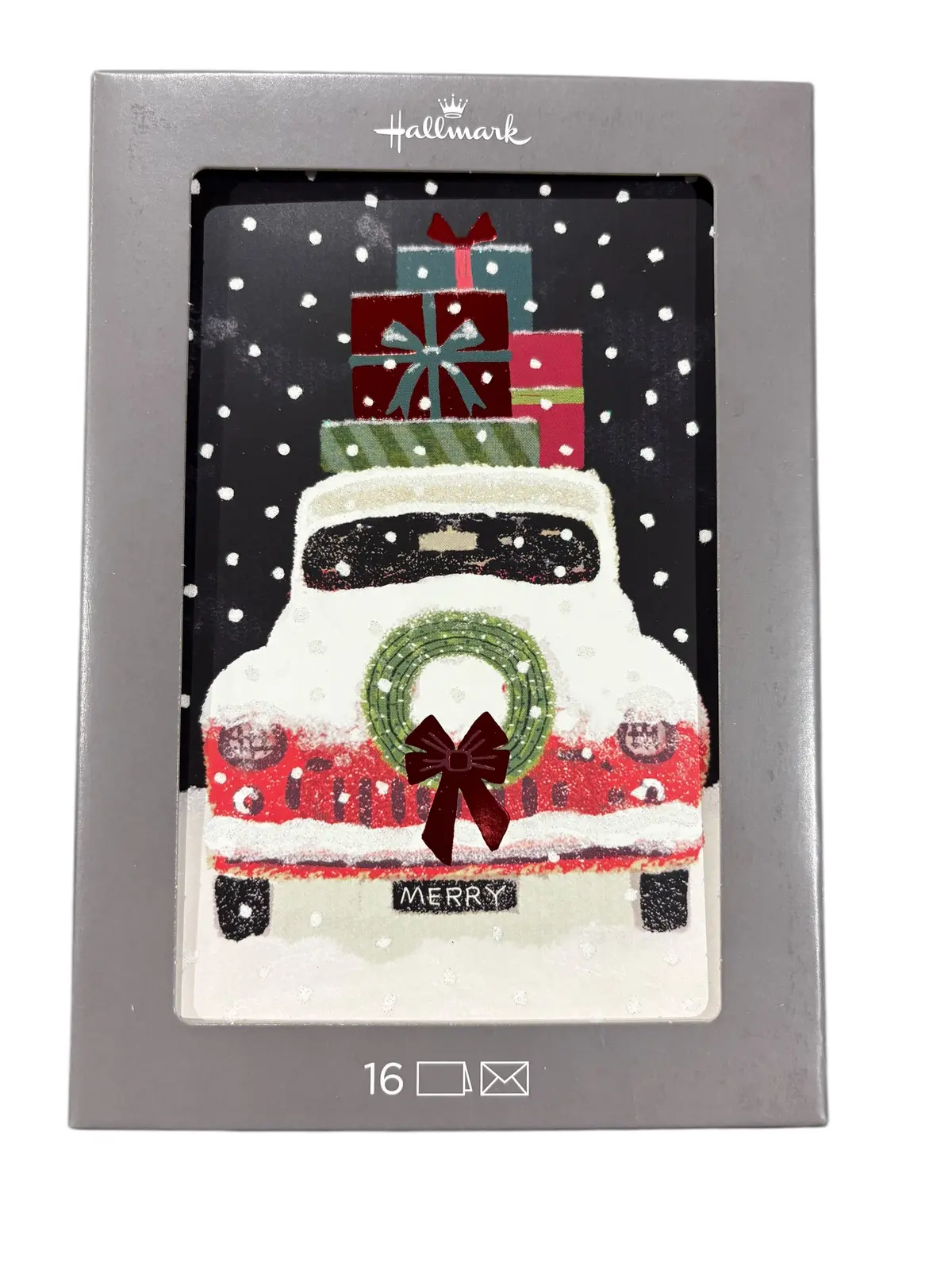 Hallmark, Boxed, Christmas Cards, Snowy Red Truck, 16 Cards, Envelopes 1