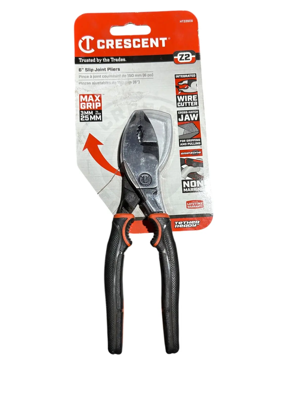 Crescent, 6" Slip Joint Plier, Cushion Grip, Htz26cg 1