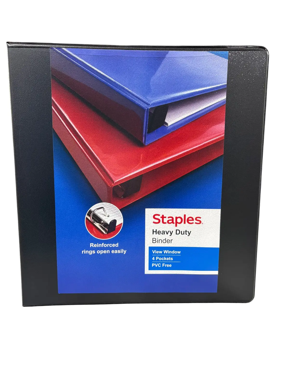 Staples, Heavy Duty, 1 1/2", 3 Ring, View, D Ring, Binder, Black 1