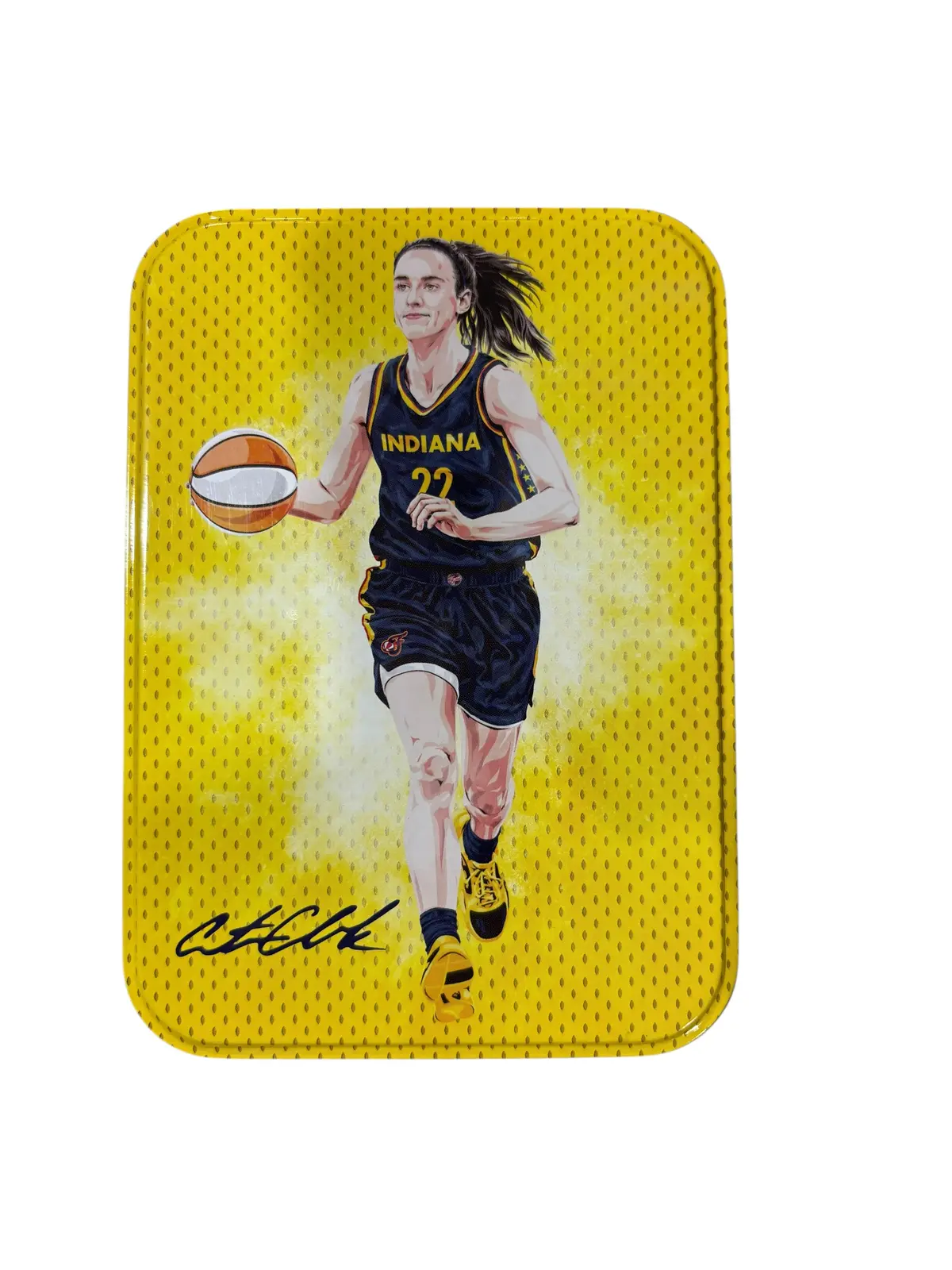 Wnba, Caitlin Clark, Collectible Tin, Empty, No Cards, Blue/Yellow 1