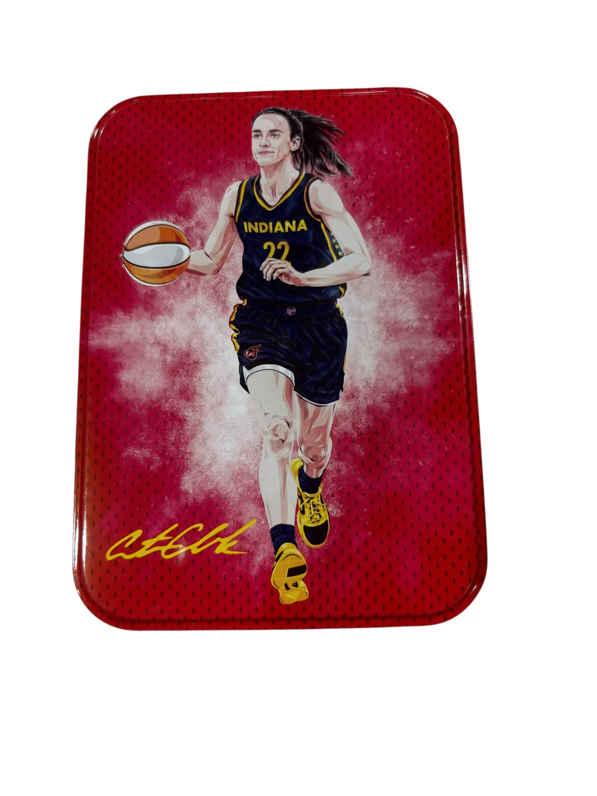 Wnba, Caitlin Clark, Collectible Tin, Empty, No Cards, Red/Blue/Yellow 1