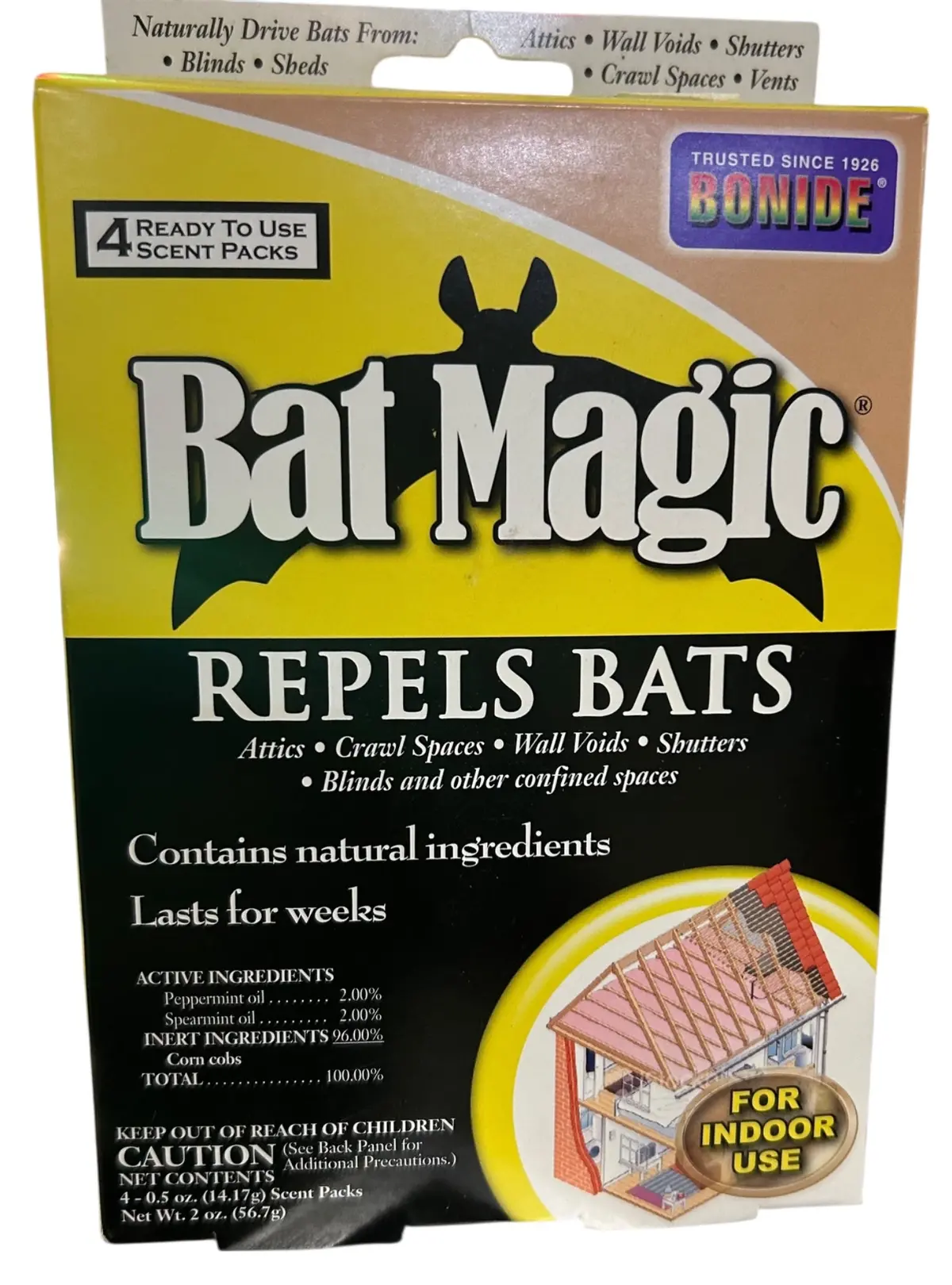 Bonide Bat Magic Bat Repellent, Pack Of 4 Ready-To-Use Scent Packs For Indoor Bat Control 1
