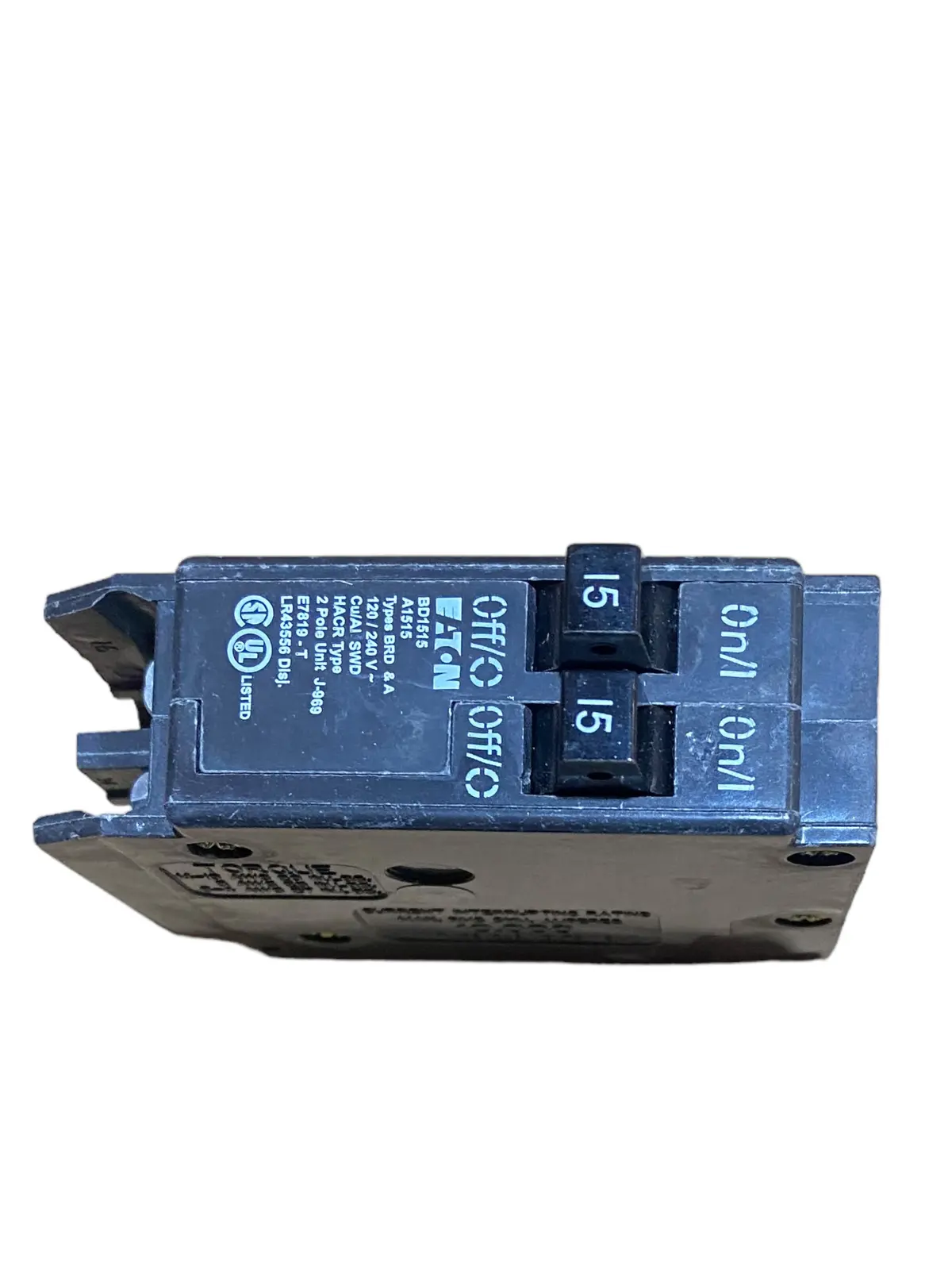 Eaton, Bd1515, Type Bd, Duplex Breaker, 2-15A, 1 Pole, 120/240V, 10K 1