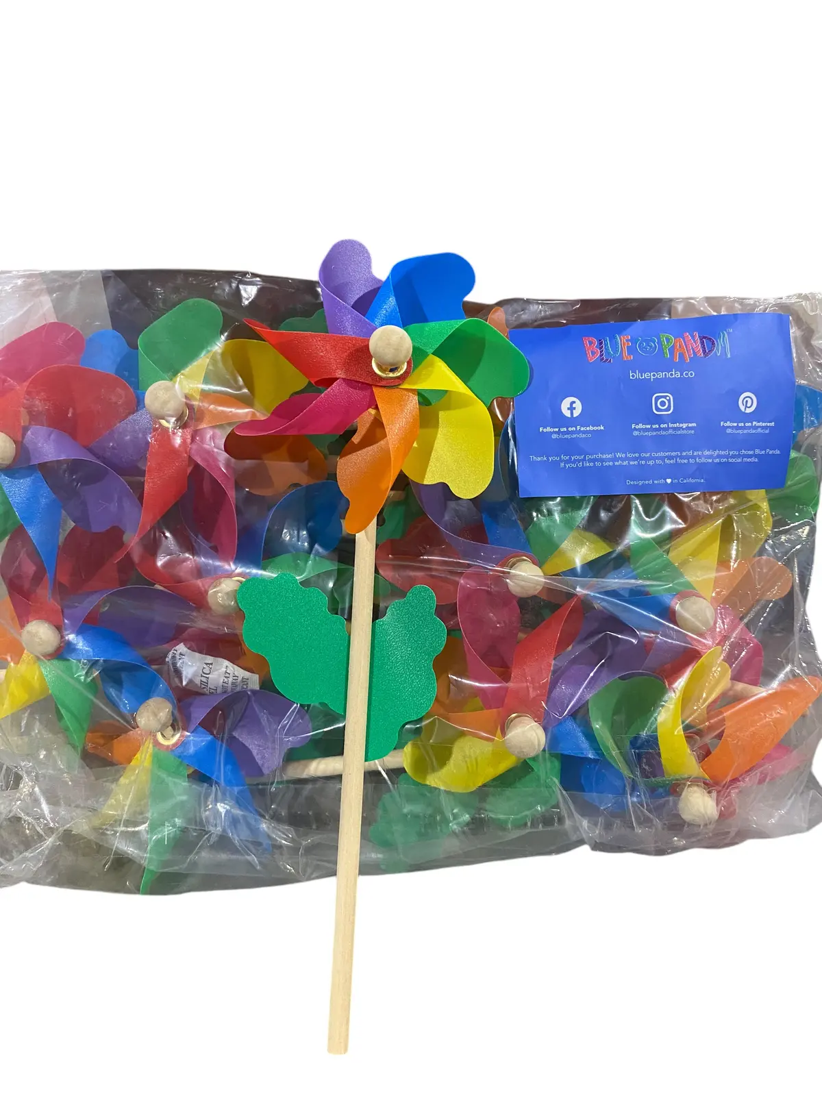 Blue Panda, 12 Pack, Rainbow, Flower, Pinwheels, Yard, Garden, Wind Spinners 1