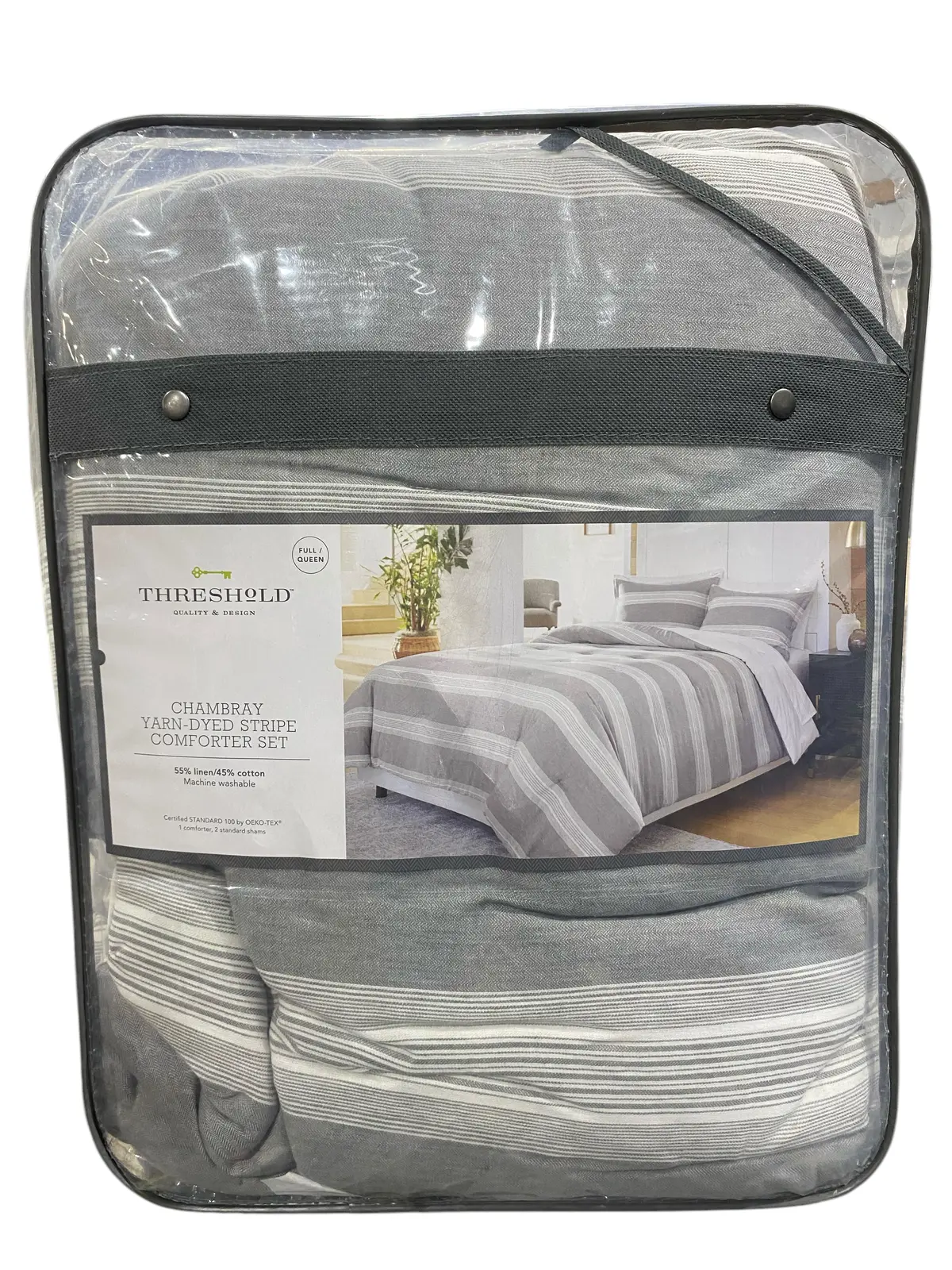 Threshold, Chambray, Yarn Dyed, Stripe, Comforter, 3 Piece, Set 1